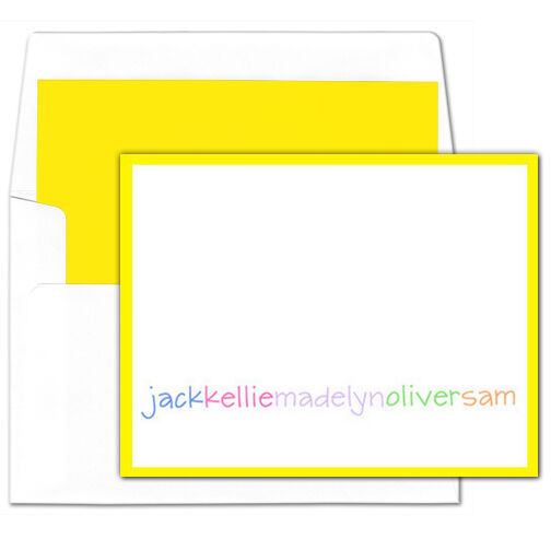 Yellow Border Folded Note Cards